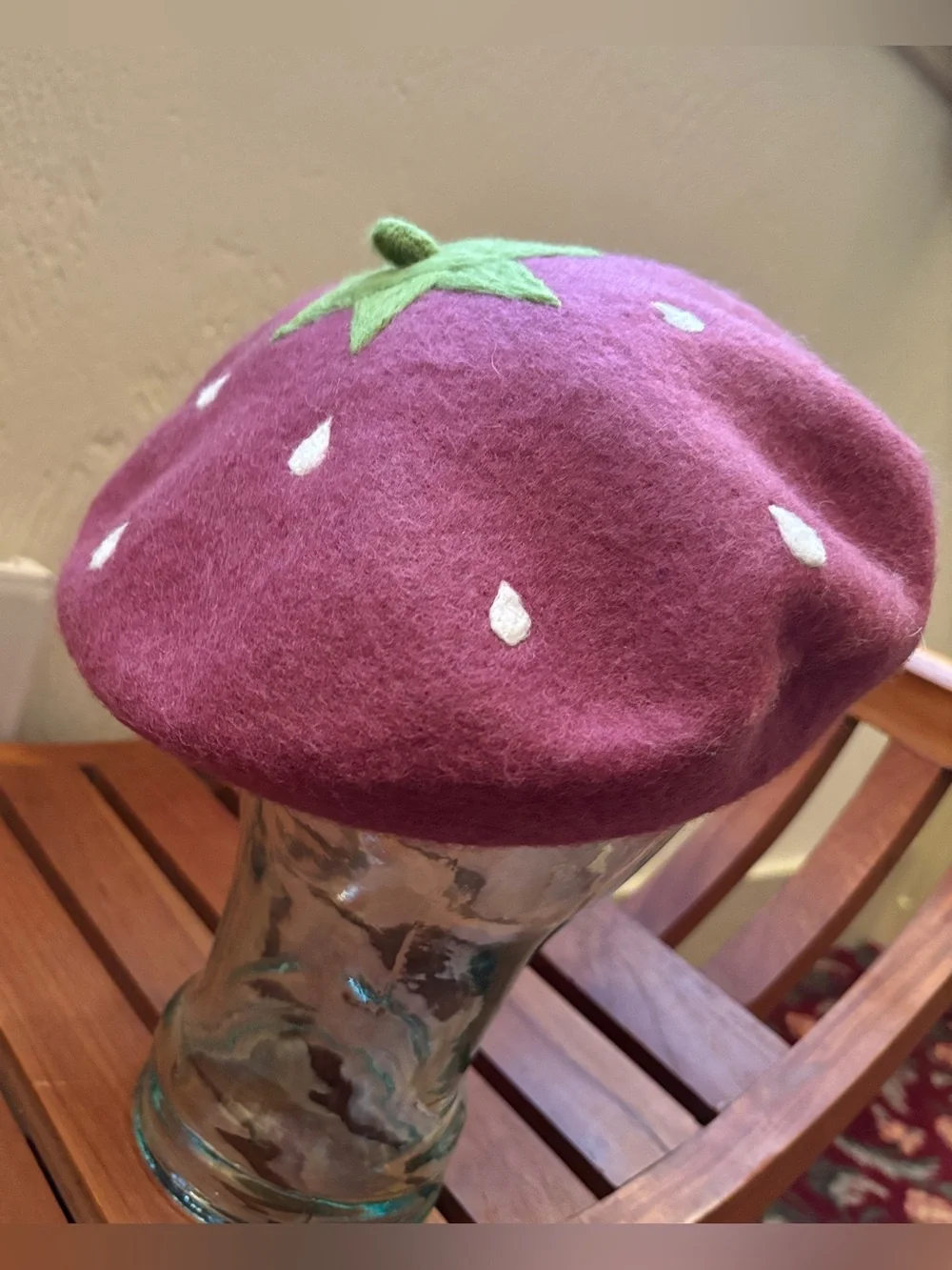 Raspberry Beret - Handmade Felted Wool French Beret Hat Made in Tasmania O/S